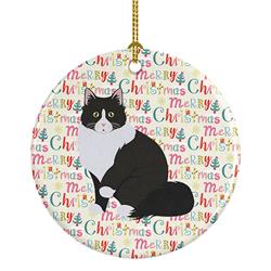 2.8 x 2.8 in. Unisex Siberian Forest Cat Christmas Ceramic Ornament