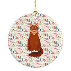2.8 x 2.8 in. Unisex Somali Cat Christmas Ceramic Ornament