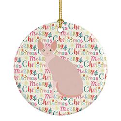 2.8 x 2.8 in. Unisex Sphynx No.2 Cat Christmas Ceramic Ornament