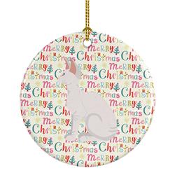 2.8 x 2.8 in. Unisex Sphynx No.3 Cat Christmas Ceramic Ornament