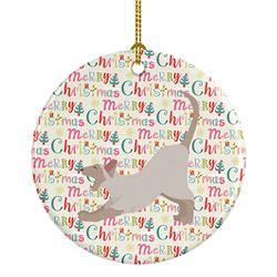 2.8 x 2.8 in. Unisex Thai Lilac Cat Christmas Ceramic Ornament