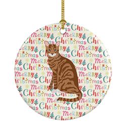 2.8 x 2.8 in. Unisex Toyger Cat Christmas Ceramic Ornament