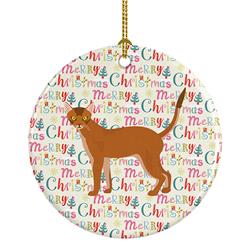 2.8 x 2.8 in. Unisex Red Abyssinian Cat Christmas Ceramic Ornament