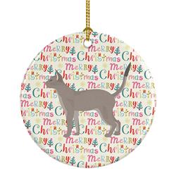 2.8 x 2.8 in. Unisex Blue Abyssinian Cat Christmas Ceramic Ornament