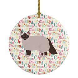 2.8 x 2.8 in. Unisex Birman Cat Christmas Ceramic Ornament
