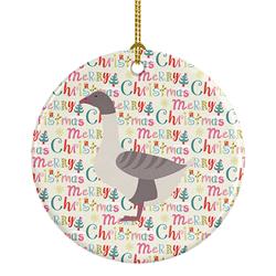 2.8 x 2.8 in. Unisex Buff Grey Back Goose Christmas Ceramic Ornament