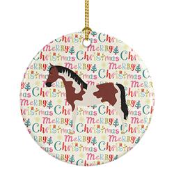 2.8 x 2.8 in. Unisex Pinto Horse Christmas Ceramic Ornament