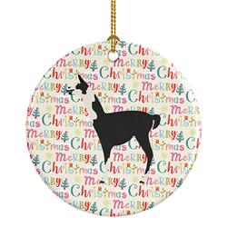 2.8 x 2.8 in. Unisex Llama Q Ara Christmas Ceramic Ornament