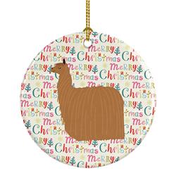 2.8 x 2.8 in. Unisex Alpaca Suri Christmas Ceramic Ornament