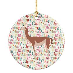2.8 x 2.8 in. Unisex Guanaco Christmas Ceramic Ornament