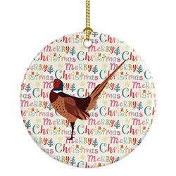 2.8 x 2.8 in. Unisex Ring-necked Common Pheasant Christmas Ceramic Ornament