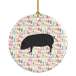 2.8 x 2.8 in. Unisex Devon Large Black Pig Christmas Ceramic Ornament