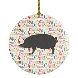 2.8 x 2.8 in. Unisex Berkshire Pig Christmas Ceramic Ornament
