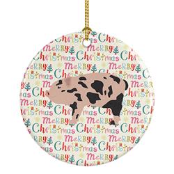 2.8 x 2.8 in. Unisex Mini Miniature Pig Christmas Ceramic Ornament