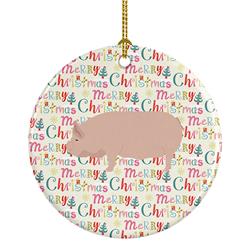 2.8 x 2.8 in. Unisex Welsh Pig Christmas Ceramic Ornament