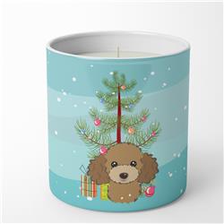 3.75 x 3.25 in. Unisex Christmas Tree & Chocolate Brown Poodle 10 oz Decorative Soy Candle