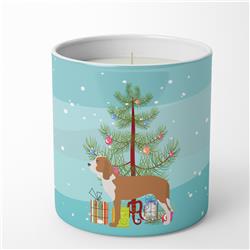 3.75 x 3.25 in. Unisex Spanish Hound Merry Christmas Tree 10 oz Decorative Soy Candle
