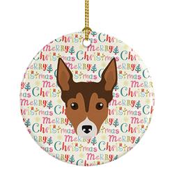 2.8 x 2.8 in. Unisex Tenterfield Terrier Merry Christmas Ceramic Ornament, Multi Color