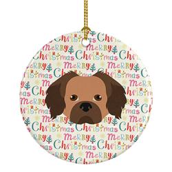 2.8 x 2.8 in. Unisex Tibetan Spaniel Merry Christmas Ceramic Ornament, Multi Color