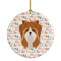 2.8 x 2.8 in. Unisex Yorkshire Terrier Merry Christmas Ceramic Ornament, Multi Color
