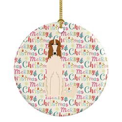 2.8 x 2.8 in. Unisex Merry Christmas Borzoi Ceramic Ornament, Multi Color