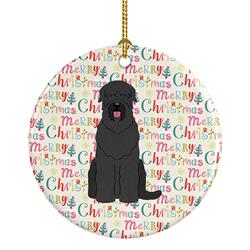 2.8 x 2.8 in. Unisex Merry Christmas Black Russian Terrier Ceramic Ornament, Multi Color