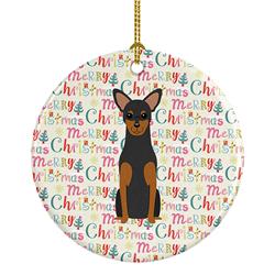2.8 x 2.8 in. Unisex Merry Christmas Manchester Terrier Ceramic Ornament, Multi Color