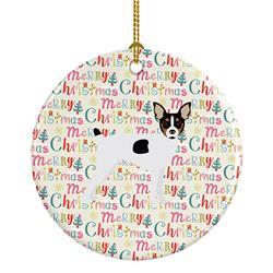 2.8 x 2.8 in. Unisex Toy Fox Terrier Merry Christmas Ceramic Ornament