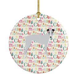 2.8 x 2.8 in. Unisex Whippet Merry Christmas Ceramic Ornament