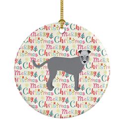 2.8 x 2.8 in. Unisex Irish Wolfhound Merry Christmas Ceramic Ornament