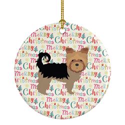 2.8 x 2.8 in. Unisex Yorkshire Terrier Merry Christmas Ceramic Ornament