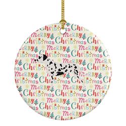 2.8 x 2.8 in. Unisex Dalmatian Merry Christmas Ceramic Ornament, Multi Color