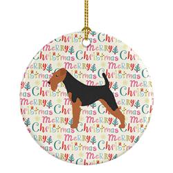 2.8 x 2.8 in. Unisex Welsh Terrier Merry Christmas Ceramic Ornament, Multi Color