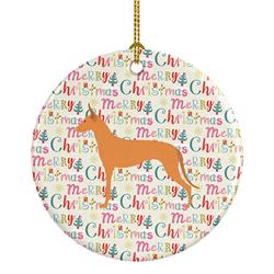 2.8 x 2.8 in. Unisex Pharaoh Hound Merry Christmas Ceramic Ornament, Multi Color