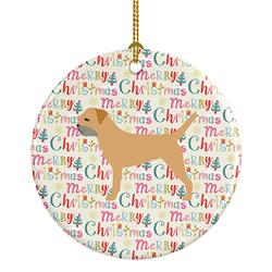 2.8 x 2.8 in. Unisex Border Terrier Merry Christmas Ceramic Ornament, Multi Color