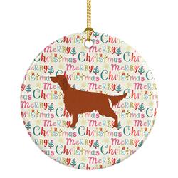 2.8 x 2.8 in. Unisex Irish Setter Merry Christmas Ceramic Ornament, Multi Color