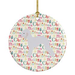 2.8 x 2.8 in. Unisex Bedlington Terrier Merry Christmas Ceramic Ornament, Multi Color