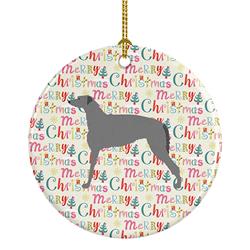 2.8 x 2.8 in. Unisex Scottish Deerhound Merry Christmas Ceramic Ornament, Multi Color