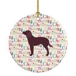 2.8 x 2.8 in. Unisex American Water Spaniel Merry Christmas Ceramic Ornament, Multi Color