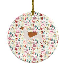 2.8 x 2.8 in. Unisex Greyhound Merry Christmas Ceramic Ornament, Multi Color