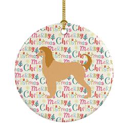 2.8 x 2.8 in. Unisex Afghan Hound Merry Christmas Ceramic Ornament, Multi Color