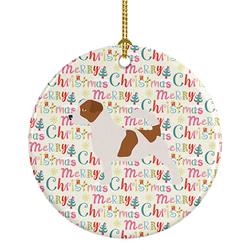 2.8 x 2.8 in. Unisex Jack Russell Terrier Merry Christmas Ceramic Ornament, Multi Color