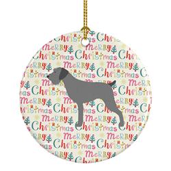 2.8 x 2.8 in. Unisex German Wirehaired Pointer Merry Christmas Ceramic Ornament, Multi Color