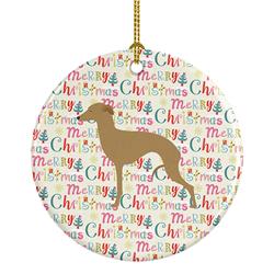 2.8 x 2.8 in. Unisex Italian Greyhound Merry Christmas Ceramic Ornament, Multi Color