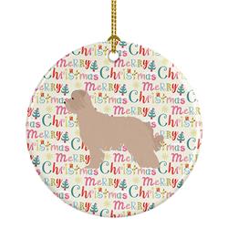 2.8 x 2.8 in. Unisex Pyrenean Shepherd Dog Merry Christmas Ceramic Ornament, Multi Color