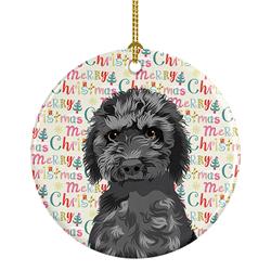 2.8 x 2.8 in. Unisex Doodle Black No.2 Christmas Ceramic Ornament