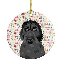 2.8 x 2.8 in. Unisex Doodle Black No.3 Christmas Ceramic Ornament