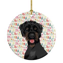 2.8 x 2.8 in. Unisex Doodle Black & Tan Christmas Ceramic Ornament