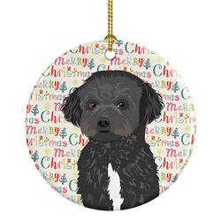2.8 x 2.8 in. Unisex Doodle Black & White No.1 Christmas Ceramic Ornament