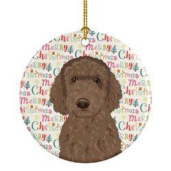 2.8 x 2.8 in. Unisex Doodle Chocolate No.2 Christmas Ceramic Ornament